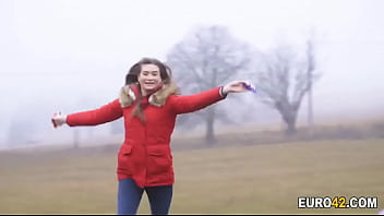 Lesbian girlfriends tested their pussy in a cold winter day