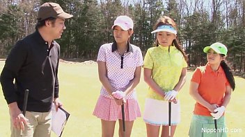 Asian teen girls plays golf nude