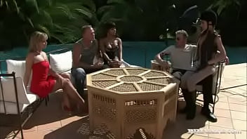 A Group Sex Scene Outdoors with Three Horny Girls and Two Guys