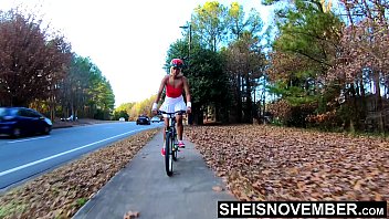 Outdoors Flashing Ass Bike Ride Sexy Up Skirt Hottie, Little Msnovember Black Butt Reality 4k On Sheisnovember