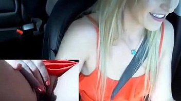 Sexy girl masturbates while driving on public road!