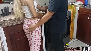 OMG! My stepsister really knows how to have an orgasm rough sex with my rich stepsister in the kitchen