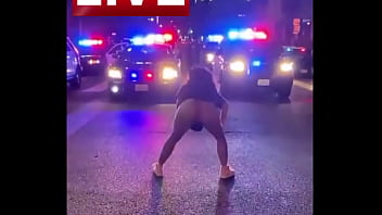Hot girl twerking for police during black lives matter riot