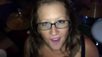 Slut sucks drummer’s cock and gets 2 cumshots all over her face